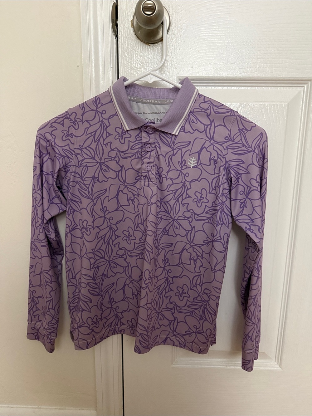 Coolibar Lavender Floral Polo Sun Shirt